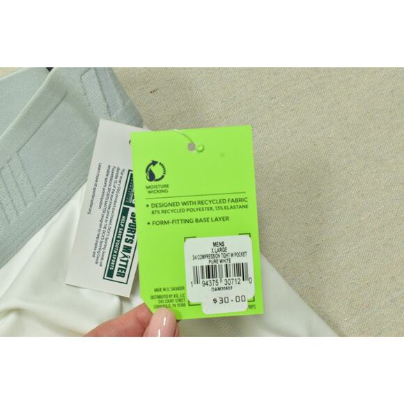DSG Men's 3/4 Compression Tight Fit Base Layer Pure White Size XL Polyester NEW - Picture 7 of 8